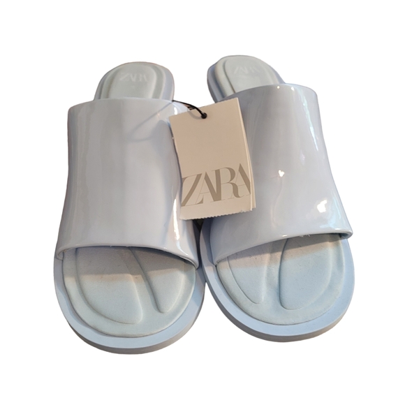 Zara Shoes - NWT ZARA baby blue mules with kitten heel - 7.5
